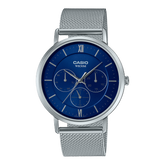 Casio,Men's Watch Analog, Blue Dial Silver Stainless Steel Mesh Band, MTP-B300M-2AVDF