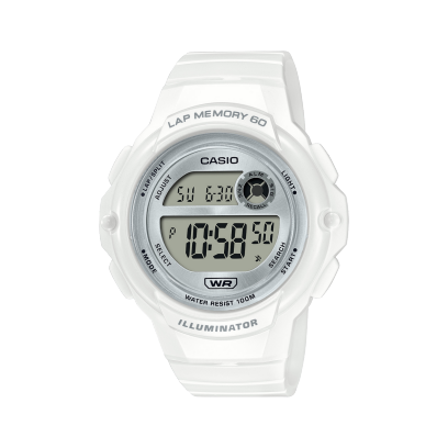 Casio, Women’s Watch Digital,Silver Dial White Resin Band, LWS-1200H-7A1VD