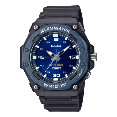 Casio men analog watch, blue dial with black resin band, model CS-MW-620H-2AVDF, Bahrain