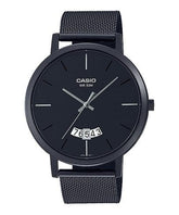 Casio, Men’s Watch Analog, Black Dial Black Stainless Steel Mesh Band, MTP-B100MB-1EVD