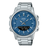 Casio Men's Watch Analog-Digital Blue Dial With Silver Stainless Steel Band, AMW-880D-2A1VDF