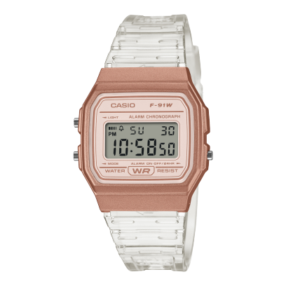 Casio Men's Digital White and Gold Dial With White Resin Band, F-91WS-7A2DF