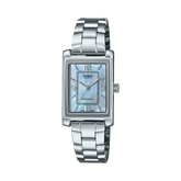 Casio Women's Watch Analog Mother of Pearl Dial with Silver Stainless Steel Band, LTP-1234DS-2ADF
