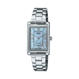 Casio Women's Watch Analog Mother of Pearl Dial with Silver Stainless Steel Band, LTP-1234DS-2ADF