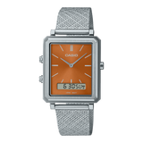 Casio men analog watch, orange dial with comfortable strap, model CS-MTP-B205M-5EDF, Bahrain