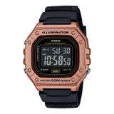 Casio Men's Watch Digital Dial Rose Gold Case with Black Resin Strap, W-218HM-5BVDF