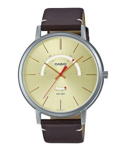 Casio men analog watch, gold dial with comfortable strap, model CS-MTP-B105L-9AVDF, Bahrain