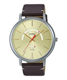 Casio, Men’s Watch Analog, Gold Dial Brown Leather Band, MTP-B105L-9AVDF