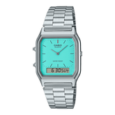 Casio Vintage Unisex Watch Analog-Digital Tiffany Blue Dial With Silver Stainless Steel, AQ-230A-2A2MQYDF