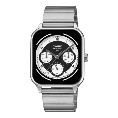 Casio men analog watch, black dial with stainless steel strap, model CS-MTP-M307D-1BVDF, Bahrain