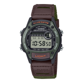 Casio Women's Watch Digital Dial with Brown Leather and Cloth Band, W-220HF-3AVDF