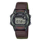 Casio Women's Watch Digital Dial with Brown Leather and Cloth Band, W-220HF-3AVDF