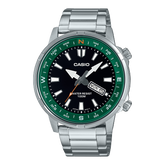 Casio Men's Watch Analog Green Dial With Silver Stainless Steel Band, MTD-130D-1A3VDF