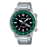 Casio Men's Watch Analog Green Dial With Silver Stainless Steel Band, MTD-130D-1A3VDF