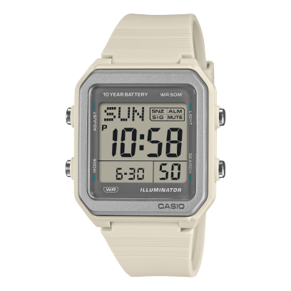 Casio Men's Digital White Dial Watch With White Resin Band, W-221H-8AVDF