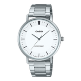 Casio Men's Watch Analog White Dial with Silver Stainless Steel Band, MTP-VT04D-7EDF