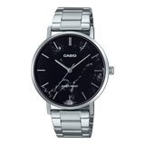 Casio Men's Watch Analog Black Dial with Silver Stainless Steel Band, MTP-VT01DM-1AUDF