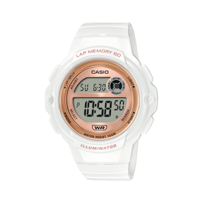 Casio, Women’s Watch Digital,Copper Dial White Resin Band, LWS-1200H-7A2VD