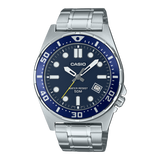 Casio Men's Watch Analog Blue Dial with Silver Stainless Steel Band, MTD-135D-2AVDF