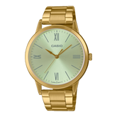 Casio,Men's Watch Analog,Silver Dial Gold Stainless Steel Band, MTP-E600G-9BDF