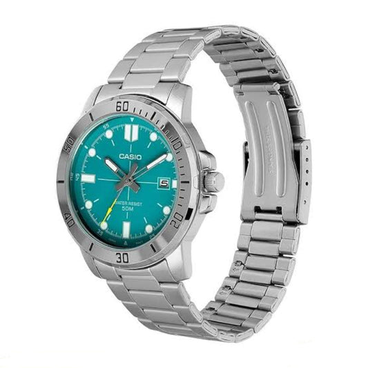 Casio Men's Watch Analog Blue Dial with Silver Stainless Steel Band, MTP-VD01D-3E2VUDF