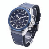 Quantum Men's Watch Analog Blue Dial with Blue Leather Strap, PWG970.699