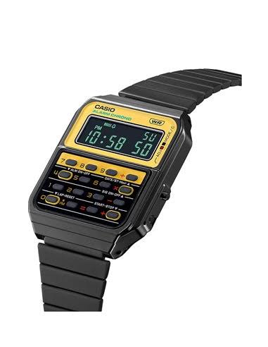 Casio Vinatge Unisex Watch Digital Yellow Dial With Black Stainless Steel Band, CA-500WE-7BDF
