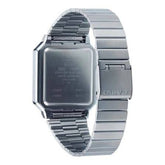 Casio, Unisex Watch Vintage Collection Digital Display, Black Dial Silver Stainless Steel Band, A100WE-1ADF