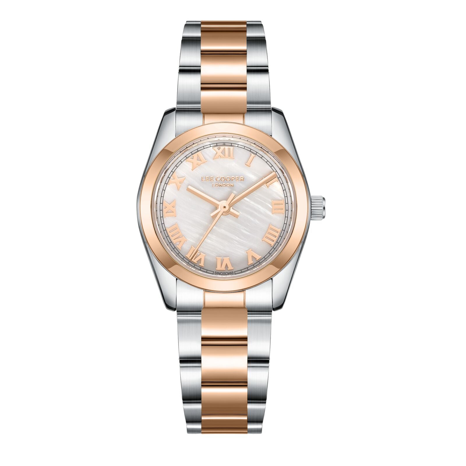 Lee Cooper Women's Watch Analog Mother of Pearl Dial with Two-Toned Stainless Steel Band, LC08190.520