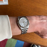 Seiko Men's Mechanical Watch Analog, Silver Dial Silver Stainless Band, SNK355K