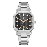 Beverly Hills Polo Club Men's Watch Analog Black Dial with Silver Stainless Steel Band, BP3793X.360