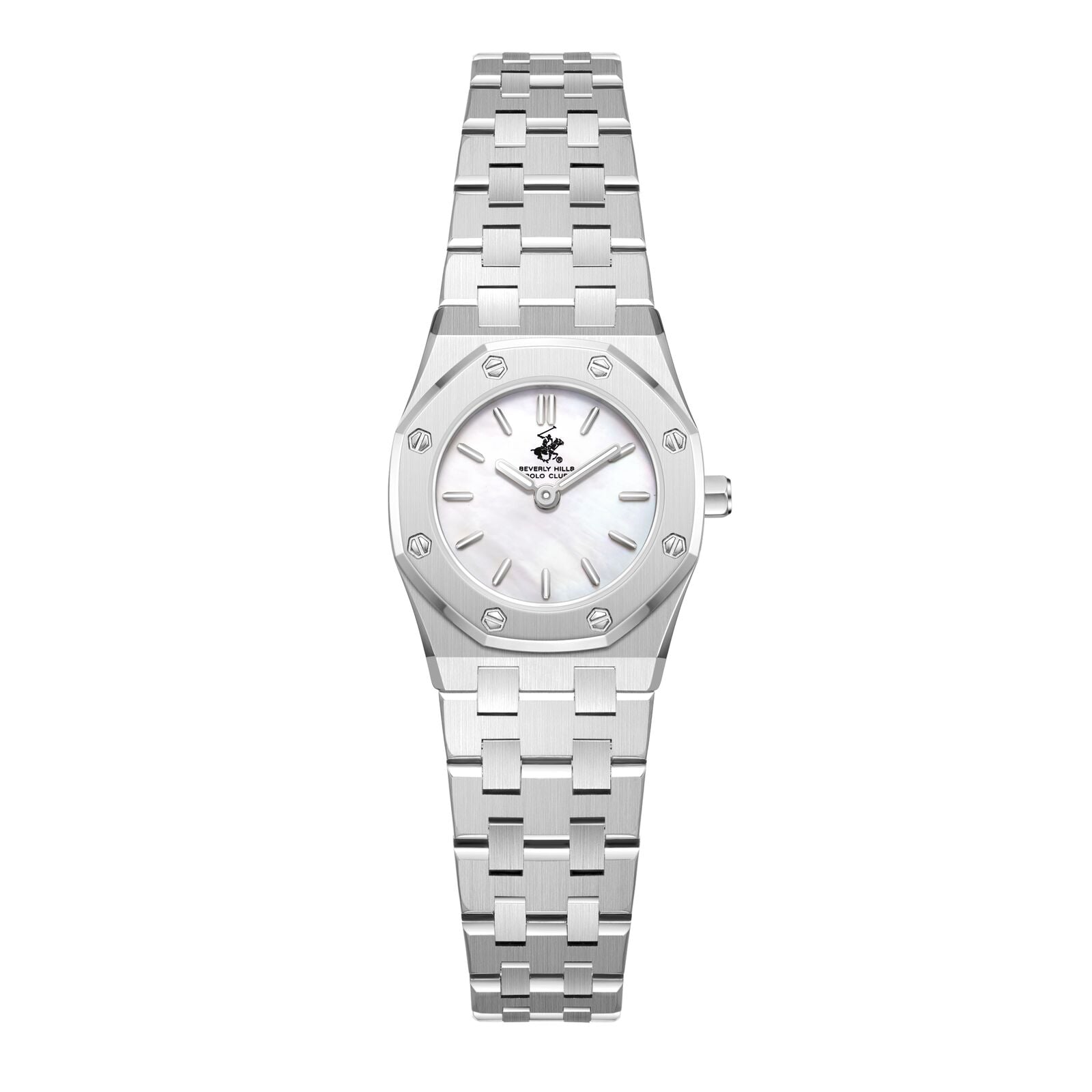 Beverly Hills Polo Club Women's Watch Analog Mother of Pearl Dial with Silver Stainless Steel Band,  BP3798X.320