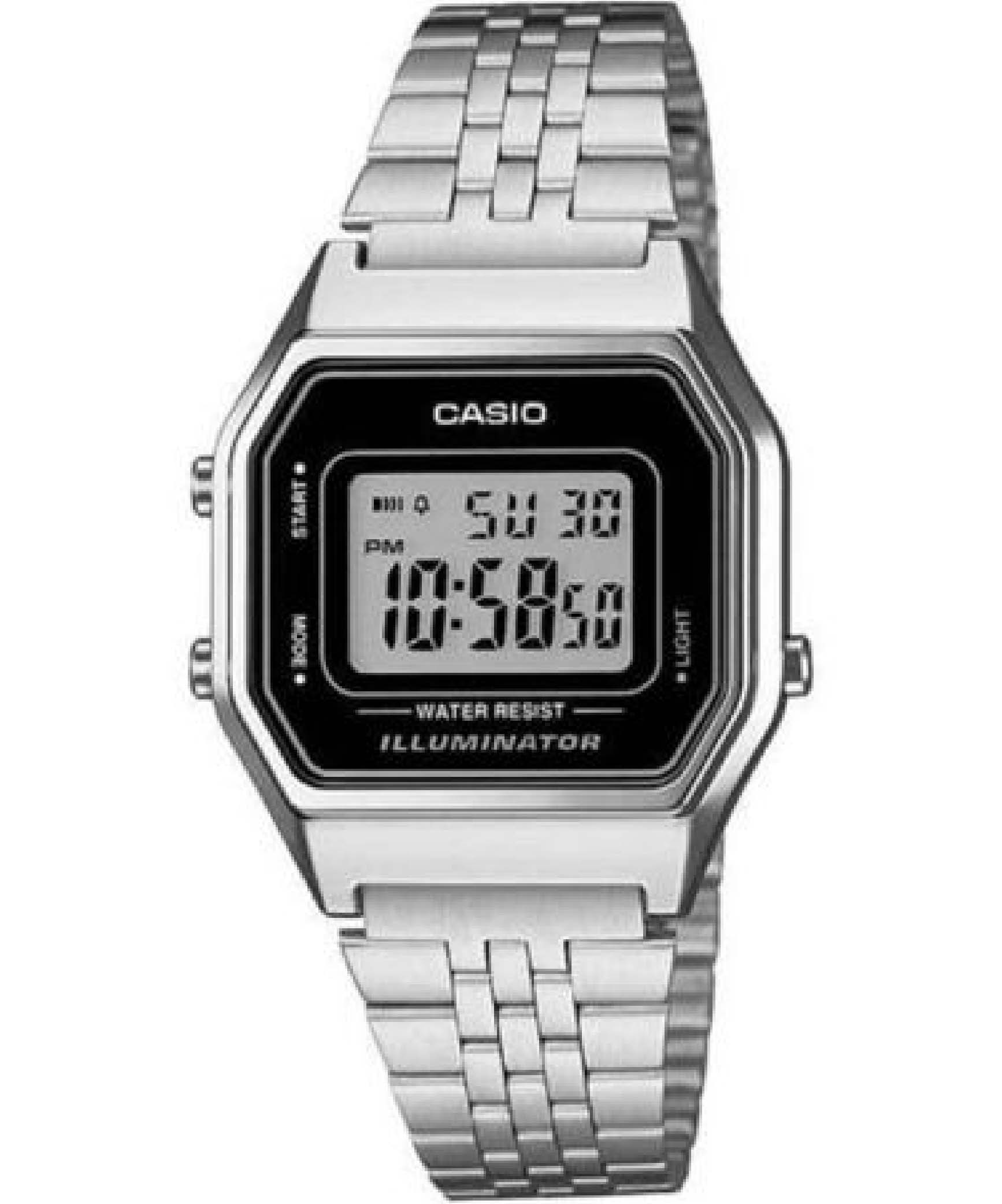 Casio, Women’s Watch Digital, Black Dial Silver Stainless Band, LA680WA-1DF