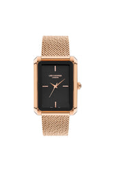 Lee Cooper Women's Watch Analog, Black Dial Rose-Gold Stainless Steel Band, LC07809.450