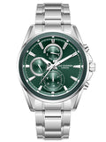 Lee Cooper Men's  Multifunction Watch Dark Green Dial With Silver Metal Band,LC08249.370