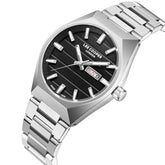 Lee Cooper Men's Date Analog Watch with Gunmetal Black Dial and Stainless Steel Band, LC08363.350