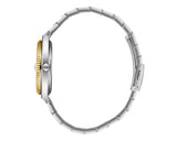 Lee Cooper Men's Date Analog Watch with Dark Green Dial and Silver/Gold Stainless Steel Band, LC08374.270