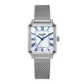 Lee Cooper Women's Analog Watch with White Mother Of Pearl Dial and Dark Blue Leather Band, LC08376.329