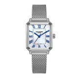 Lee Cooper Women's Analog Watch with White Mother Of Pearl Dial and Dark Blue Leather Band, LC08376.329