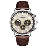 Lee Cooper Men's Multifunction Watch with Grey Dial and Dark Brown Leather Band, LC08401.362
