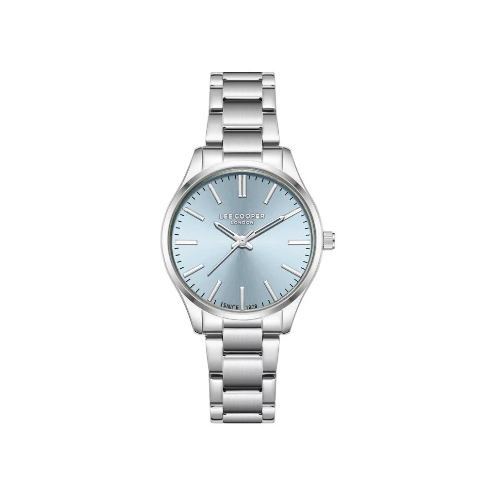 Lee Cooper Women's Analog Watch Blue Dial With Silver Metal Band,LC08011.300