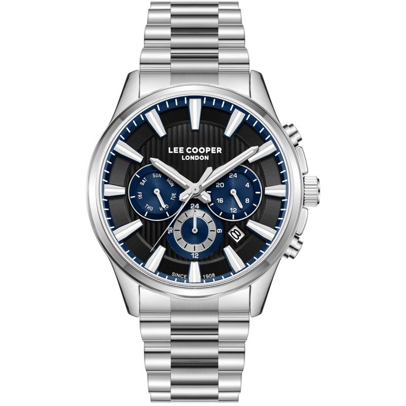 Lee Cooper Men's Multifunction Watch Dark Blue Dial With Silver Metal Band,LC08216.390