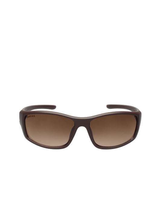 Fastrack P427BR7V Men's Sporty Wraparound Sunglasses Brown Lens