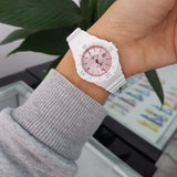 Casio Women's Watch Analog, Pink Dial White Resin Strap, LRW-200H-4E3VDF