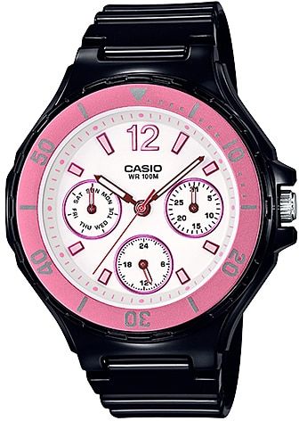 Casio, Women’s Watch Analog, White Dial Black Resin Band, LRW-250H-1A3VDF