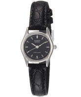 Casio, Women’s Watch Analog, White Dial Black Leather Band, LTP-1094E-1ARDF