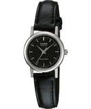 Casio, Women’s Watch Analog, Black Dial Black Leather Band, LTP-1095E-1ADF