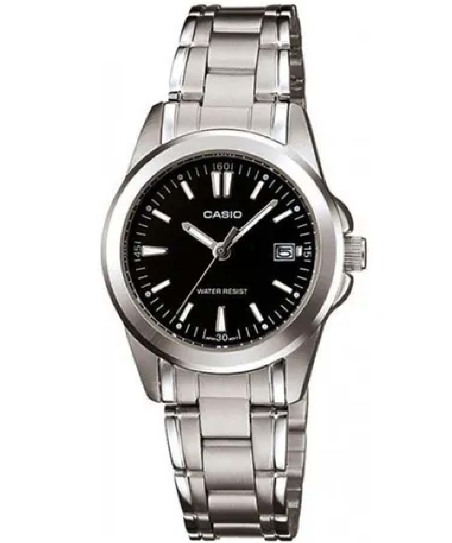 Casio, Women’s Watch Analog, Black Dial Silver Stainless Band, LTP-1215A-1A2DF