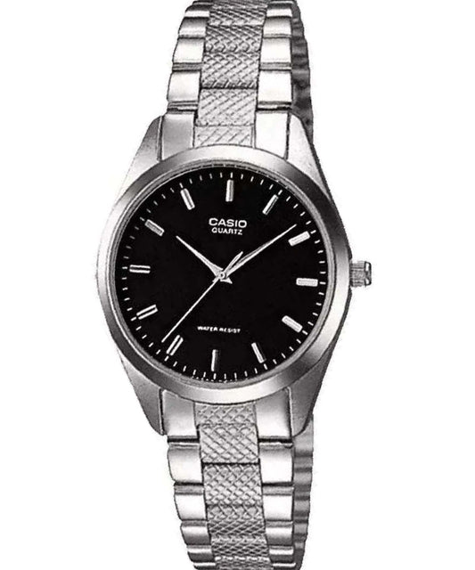 Casio men analog watch, black dial with comfortable strap, model CS-LTP-1274D-1ADF, Bahrain