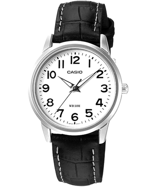 Casio men analog watch, white dial with comfortable strap, model CS-LTP-1303L-7BVDF, Bahrain